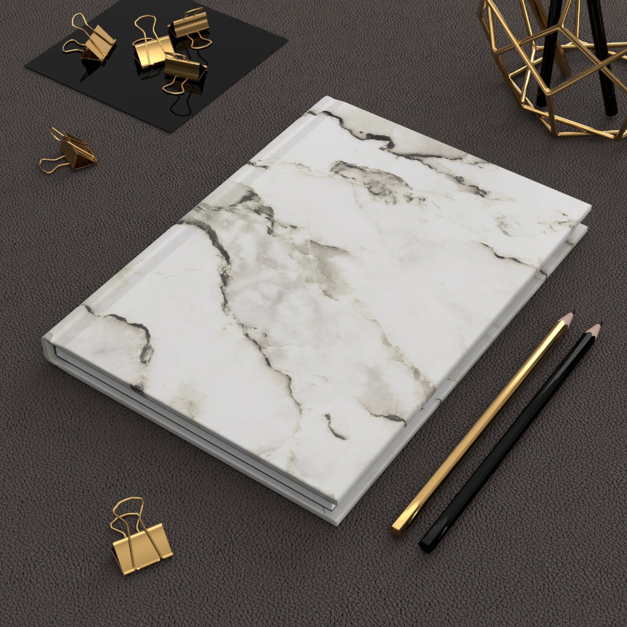 Marble Hardcover Journal — Matte White Stone Notebook