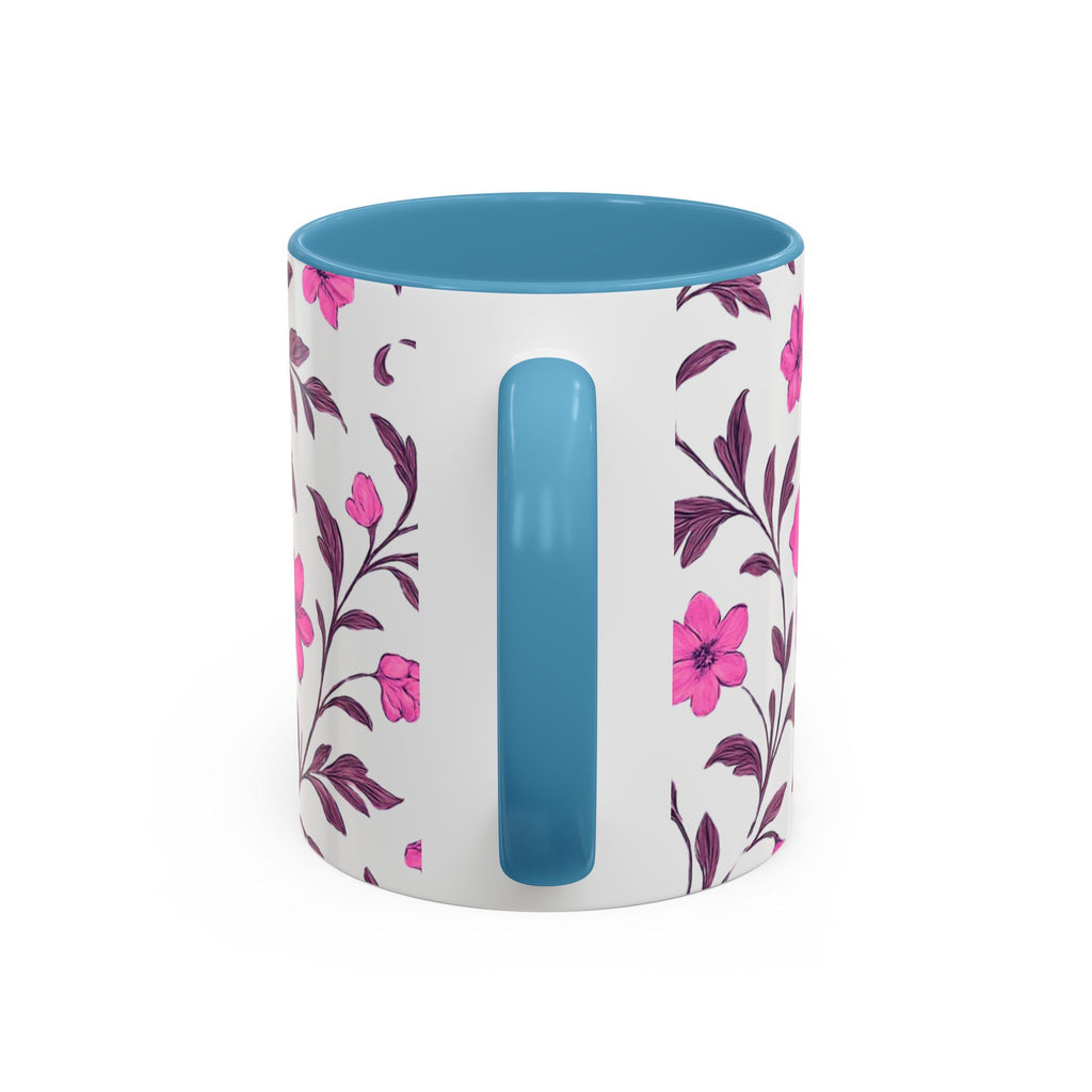 Pink Floral Accent Coffee Mug — 11/15oz