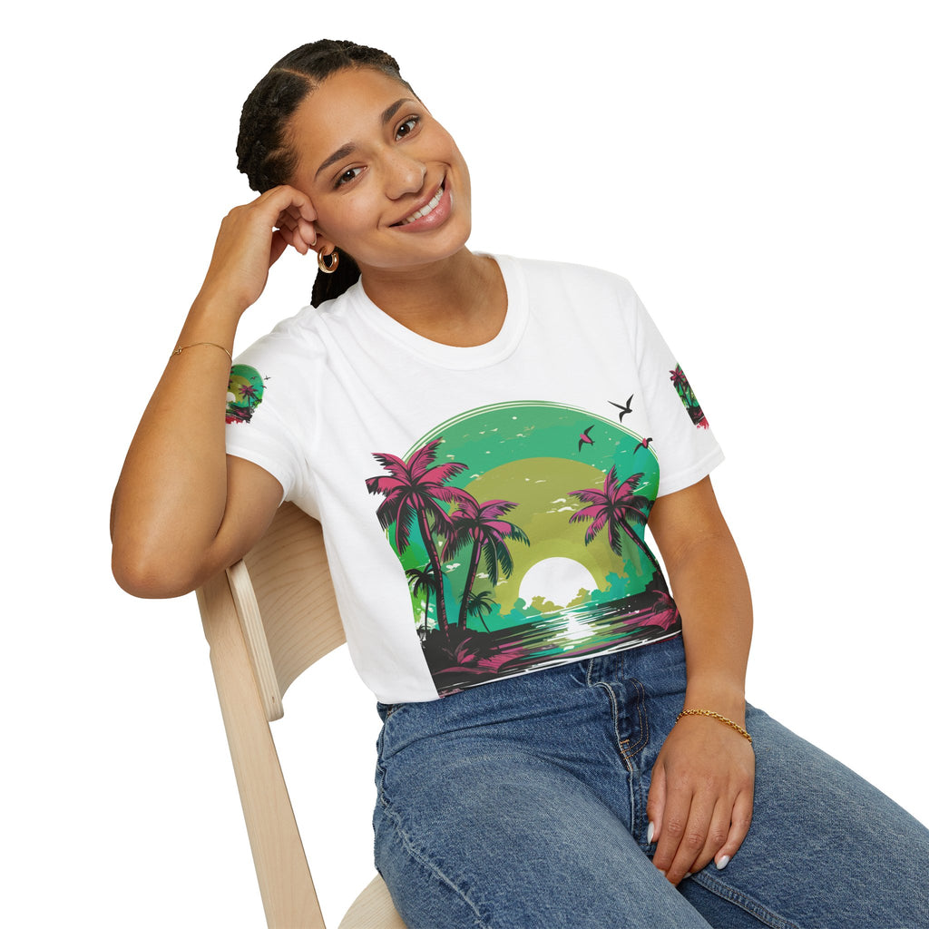 T-Shirt — Tropical Sunset Palm Beach Graphic Tee
