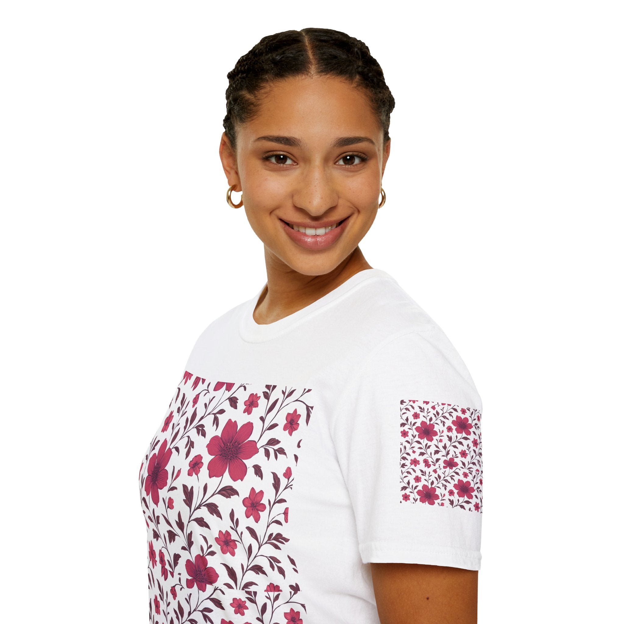 Floral Vine Tee — Pink Bloom Pattern T-Shirt