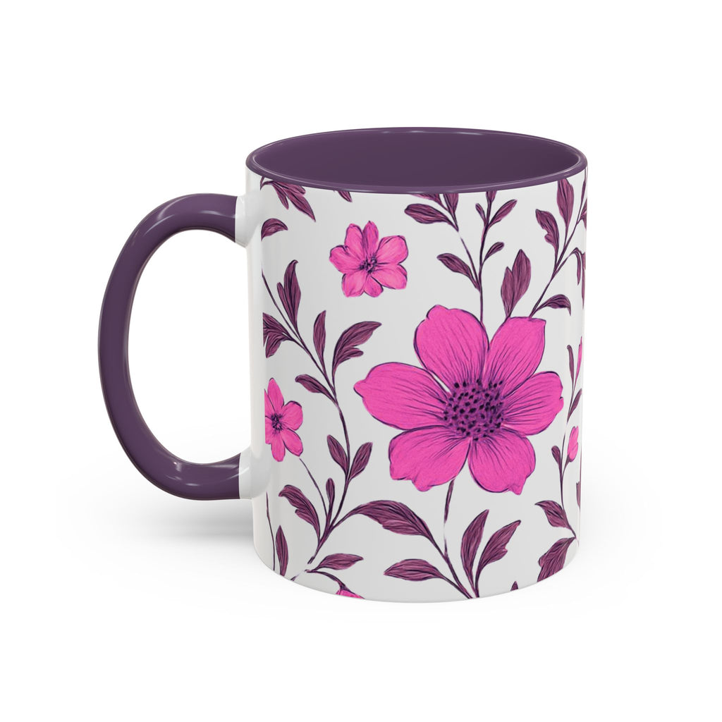 Pink Floral Accent Coffee Mug — 11/15oz