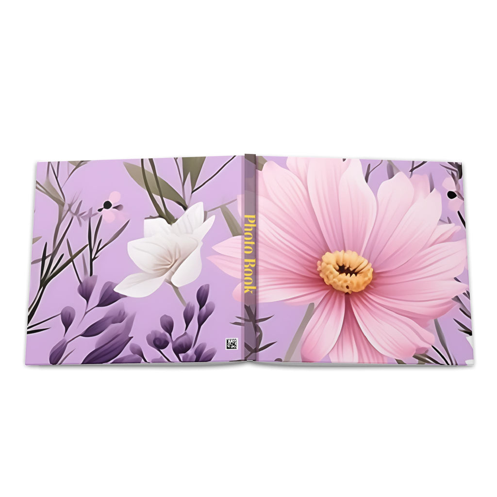 Floral Hardcover Photo Book — Pink Cosmos Design, Personalized Memory Album