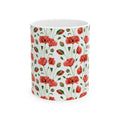Poppy Pattern Ceramic Mug — Floral Red Poppy Coffee Cup (11oz, 15oz)