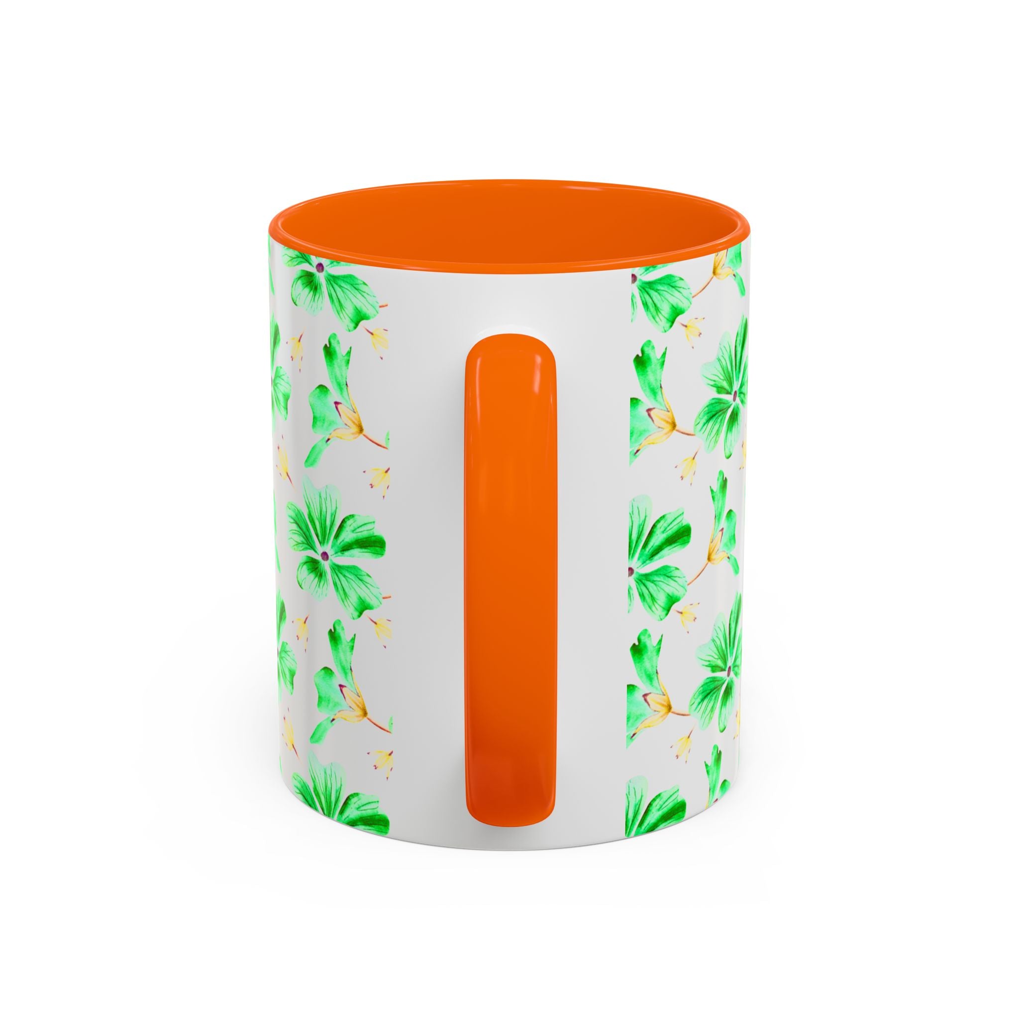 Green Watercolor Hibiscus Accent Coffee Mug – Tropical Floral Ceramic Mug