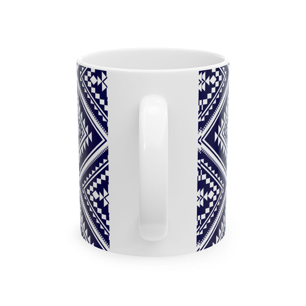 Navy Geometric Aztec Ceramic Mug (11oz & 15oz)