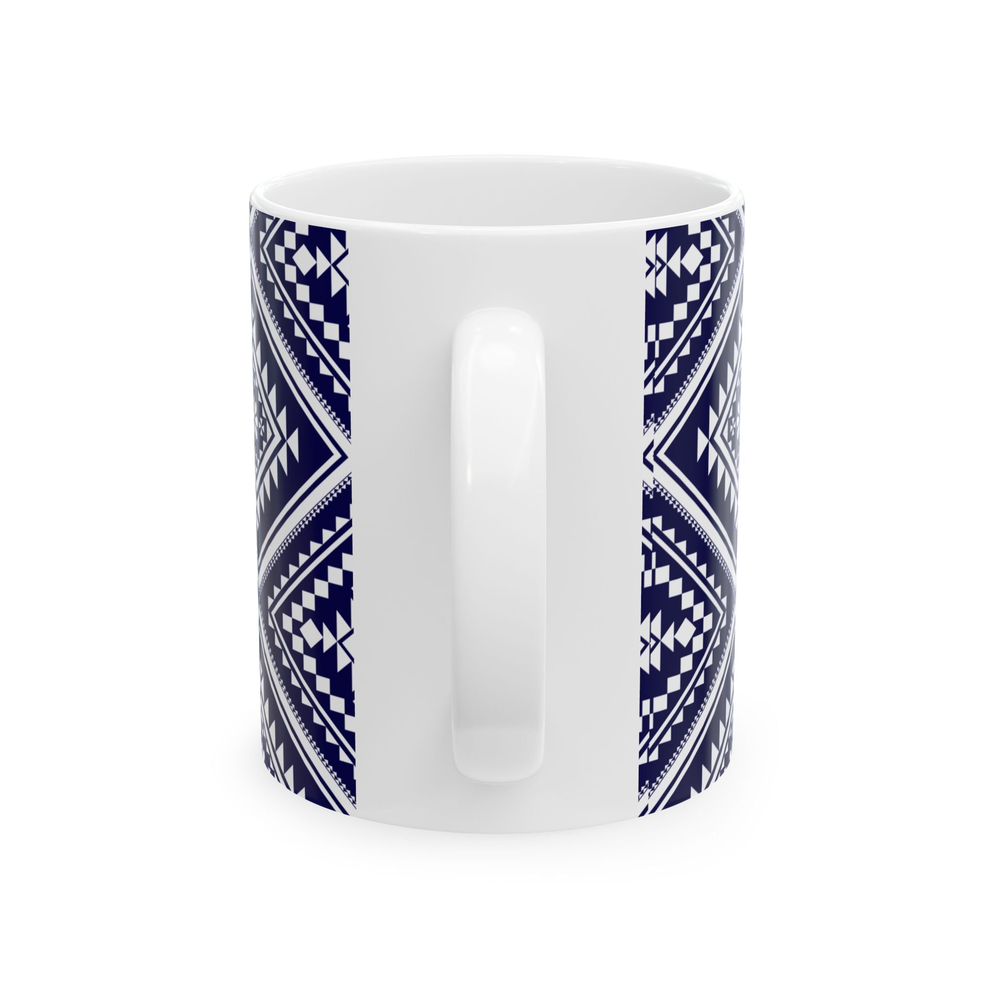 Navy Geometric Aztec Ceramic Mug (11oz & 15oz)