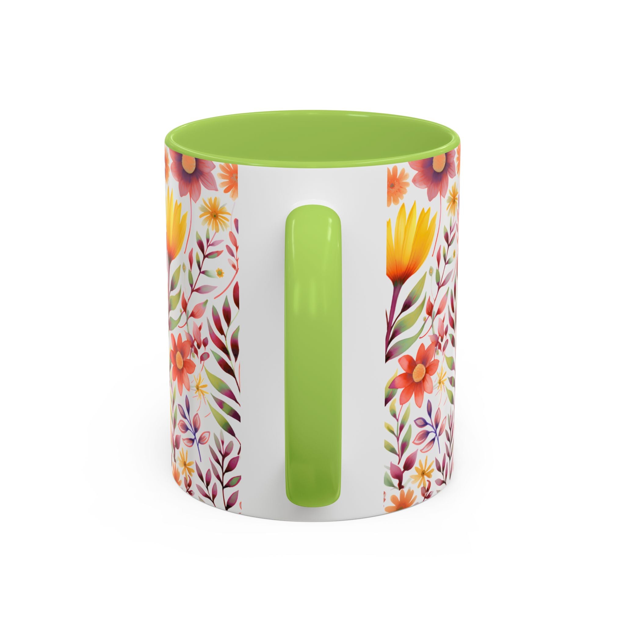 Floral Accent Coffee Mug – Colorful Watercolor Garden Design (11/15oz)