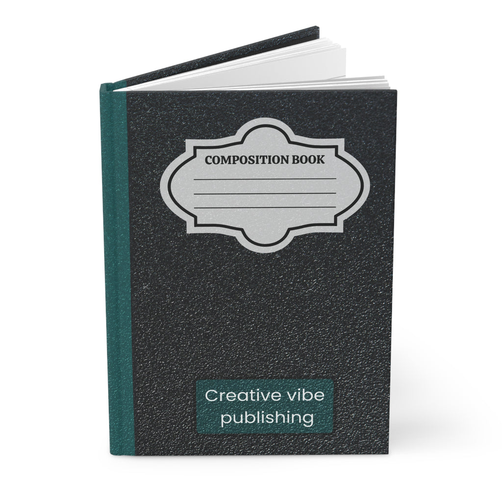 Hardcover Journal — Classic Composition Book Style with Teal Spine (“Creative vibe publishing”)