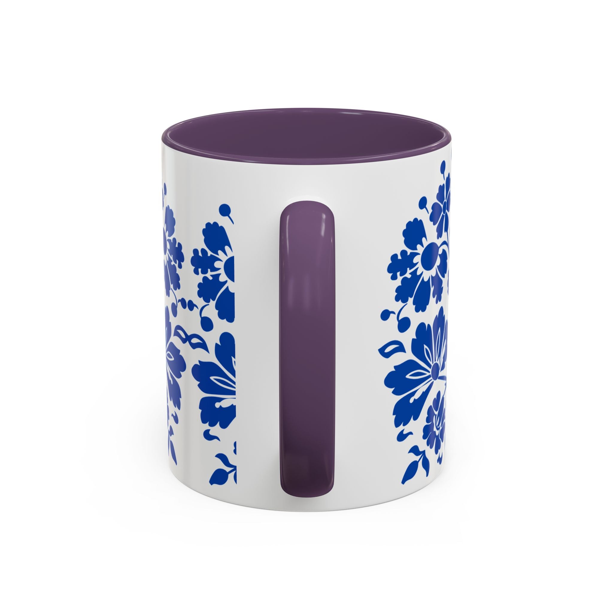 Blue Floral Accent Coffee Mug – Ceramic 11/15oz