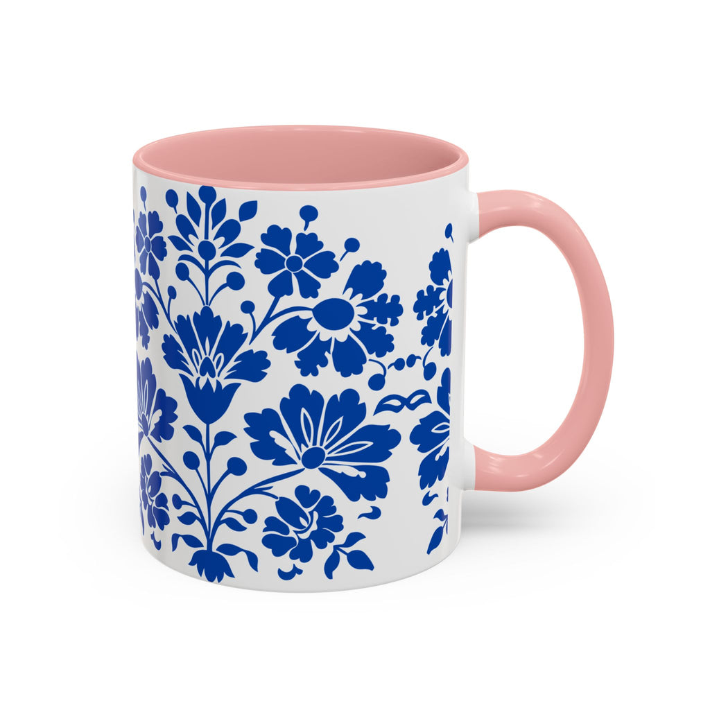Blue Floral Accent Coffee Mug – Ceramic 11/15oz