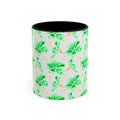 Green Watercolor Hibiscus Accent Coffee Mug – Tropical Floral Ceramic Mug