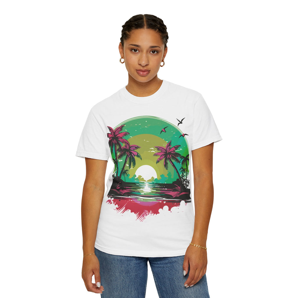 T-Shirt — Tropical Sunset Palm Beach Graphic Tee