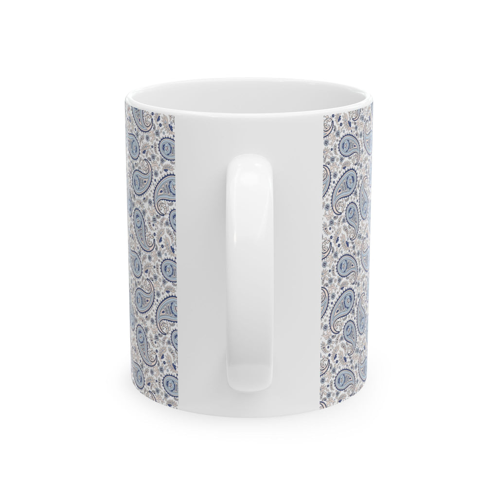 Blue Paisley Ceramic Mug — Vintage Boho Pattern Coffee Cup (11oz, 15oz)