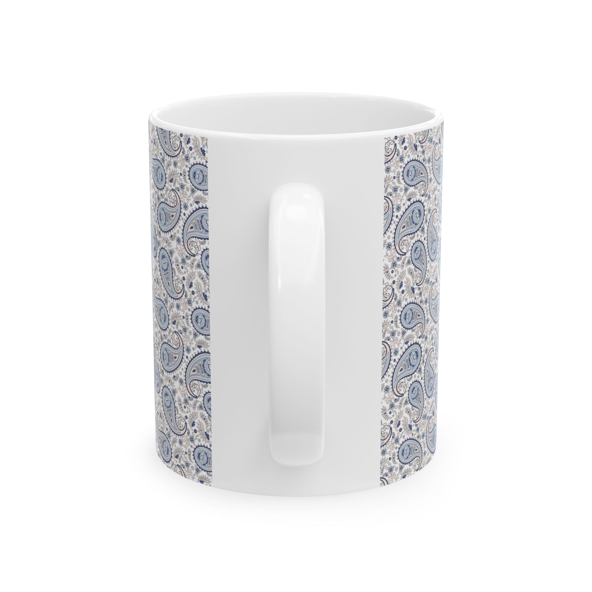Blue Paisley Ceramic Mug — Vintage Boho Pattern Coffee Cup (11oz, 15oz)
