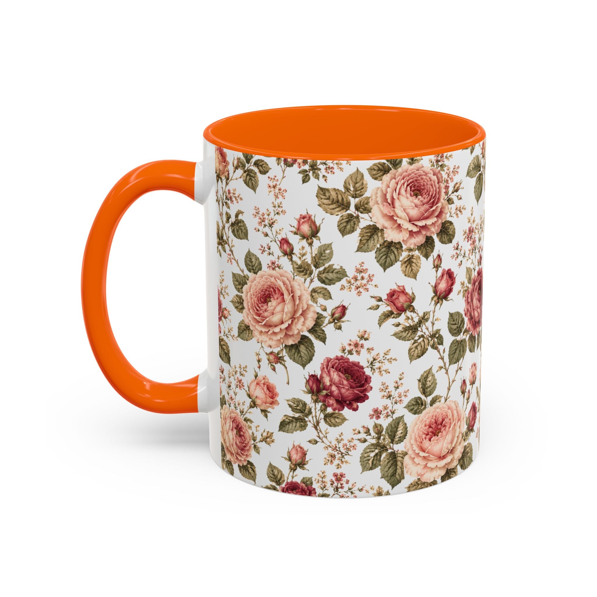 Vintage Rose Accent Coffee Mug — Floral Tea & Coffee Cup (11/15oz)