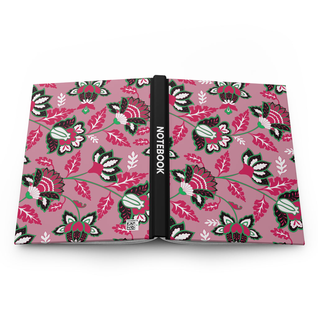 Floral Pattern Hardcover Journal — Pink Vintage Botanical Notebook