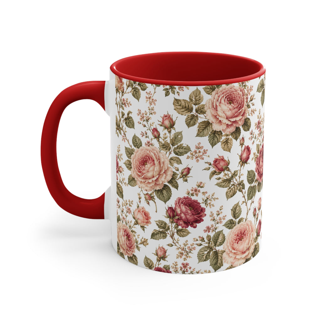 Vintage Rose Accent Mug – Pink Interior Floral Coffee Cup