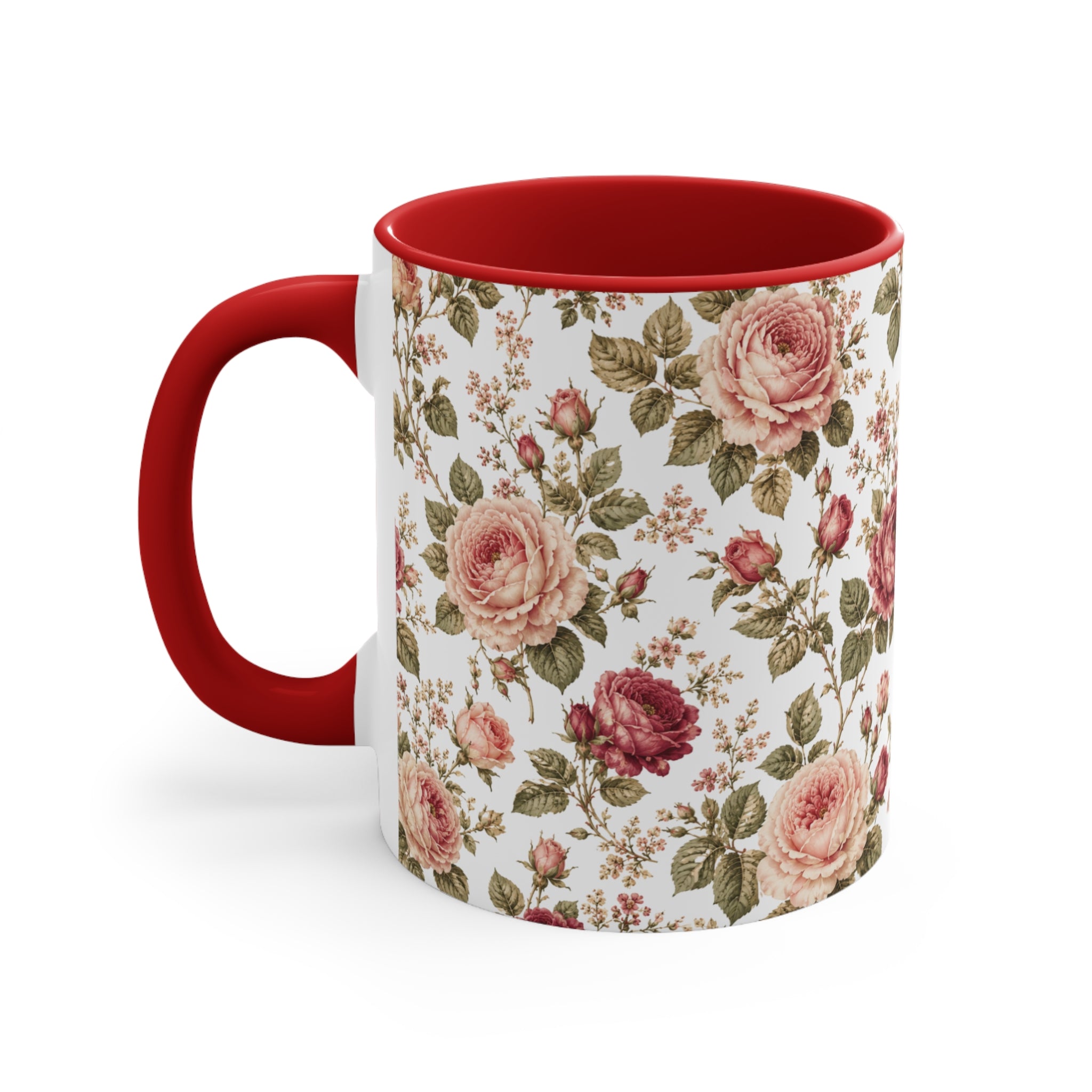 Vintage Rose Accent Mug – Pink Interior Floral Coffee Cup