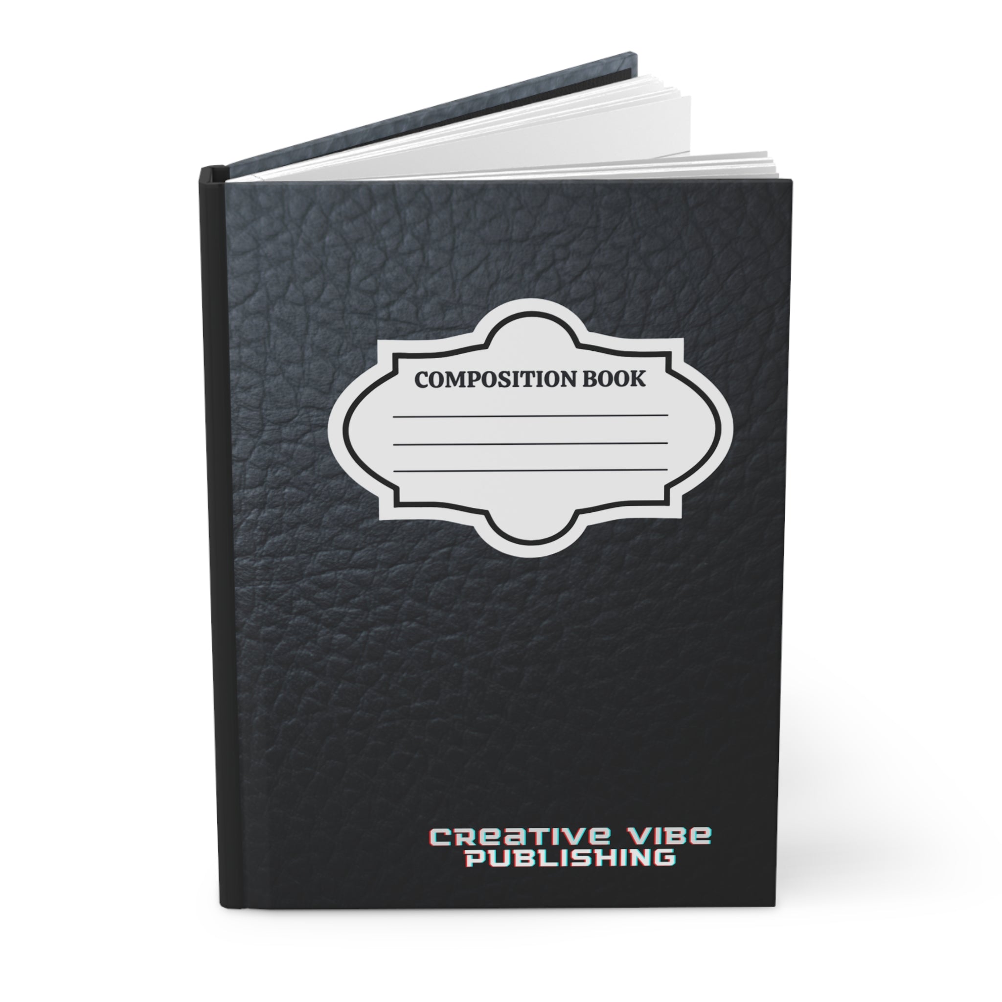 Composition Book Hardcover Journal — Classic Black Leatherette Notebook for School, Notes & Creative Writing