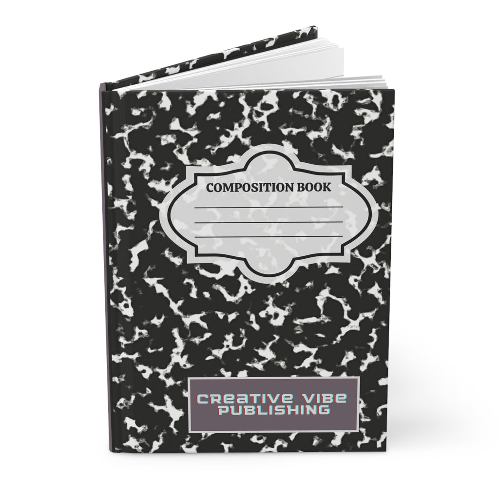 Composition Book Hardcover Journal — Black Marble Notebook for School, Notes & Creative Writing