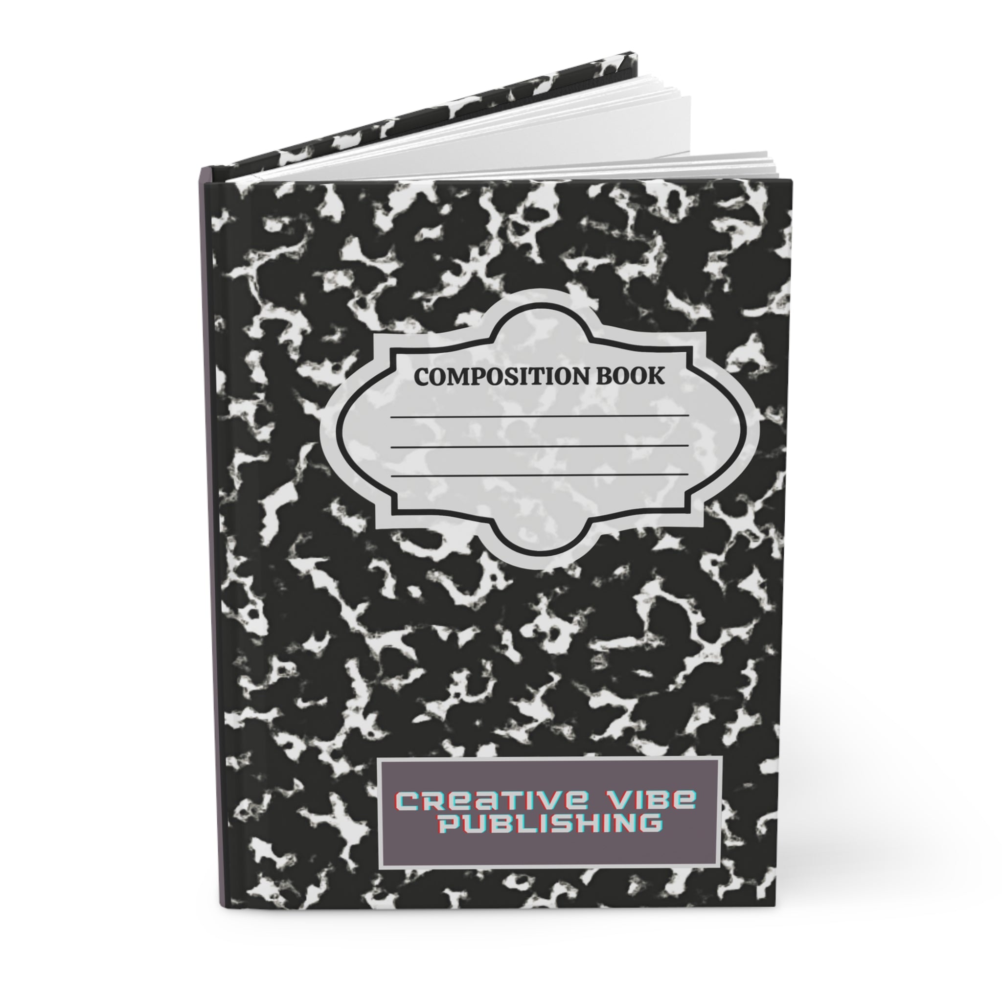 Composition Book Hardcover Journal — Black Marble Notebook for School, Notes & Creative Writing
