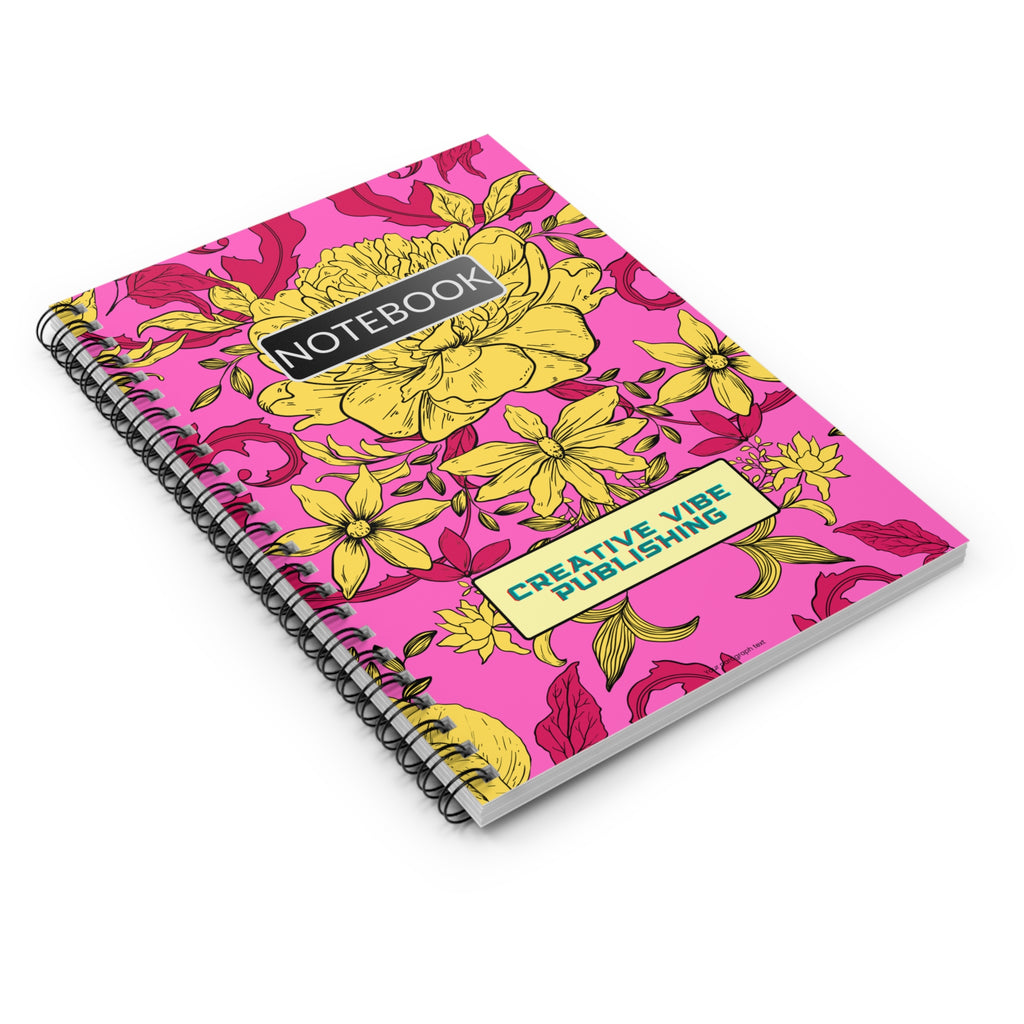 Floral Pink Spiral Notebook —  Creative Vibe  Ruled Journal
