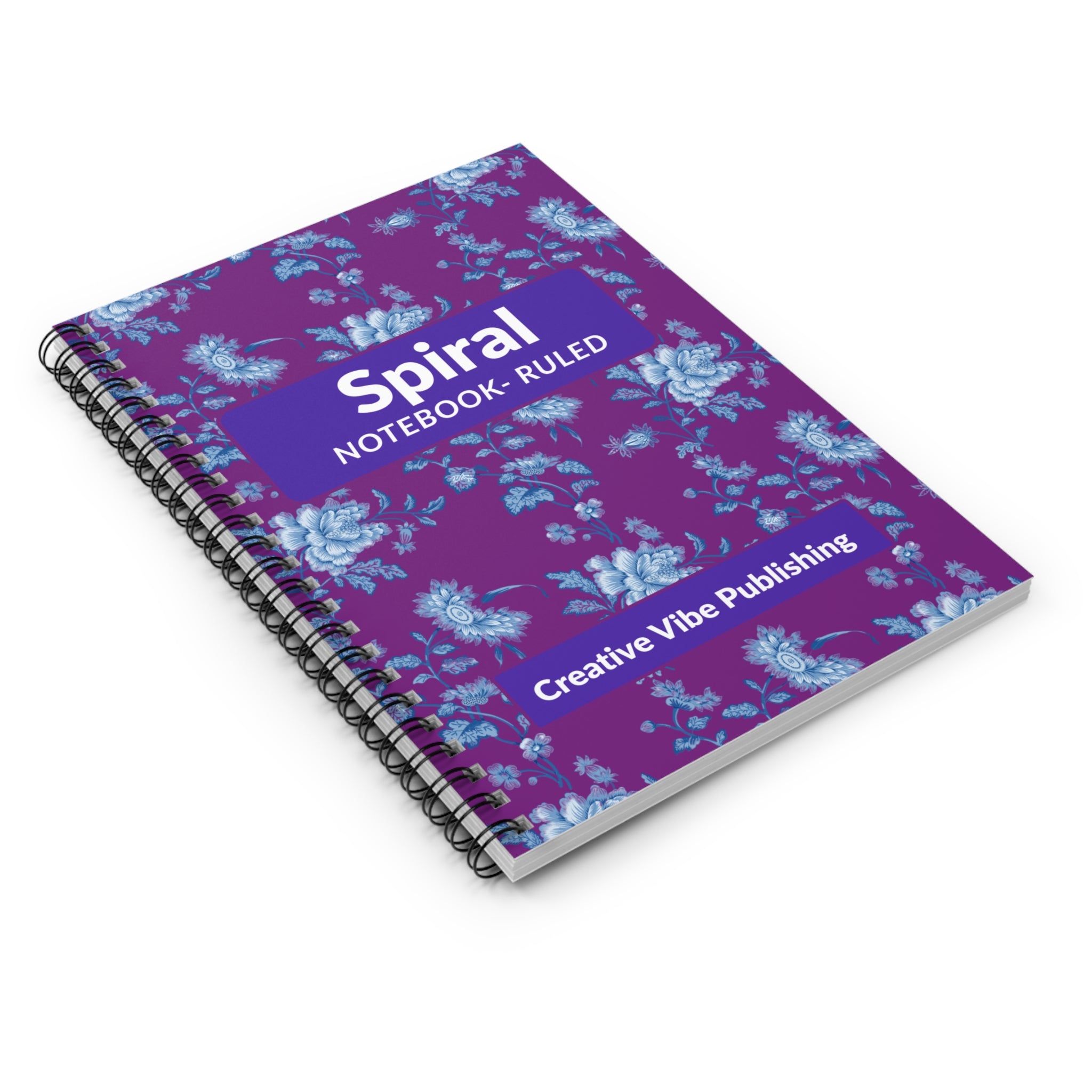 Floral Purple Spiral Notebook — Ruled Lined Journal with 'Spiral Notebook - Ruled' Cover