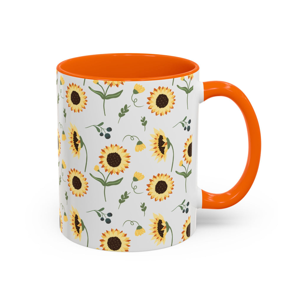 Sunflower Pattern Accent Coffee Mug — 11/15oz Ceramic Mug