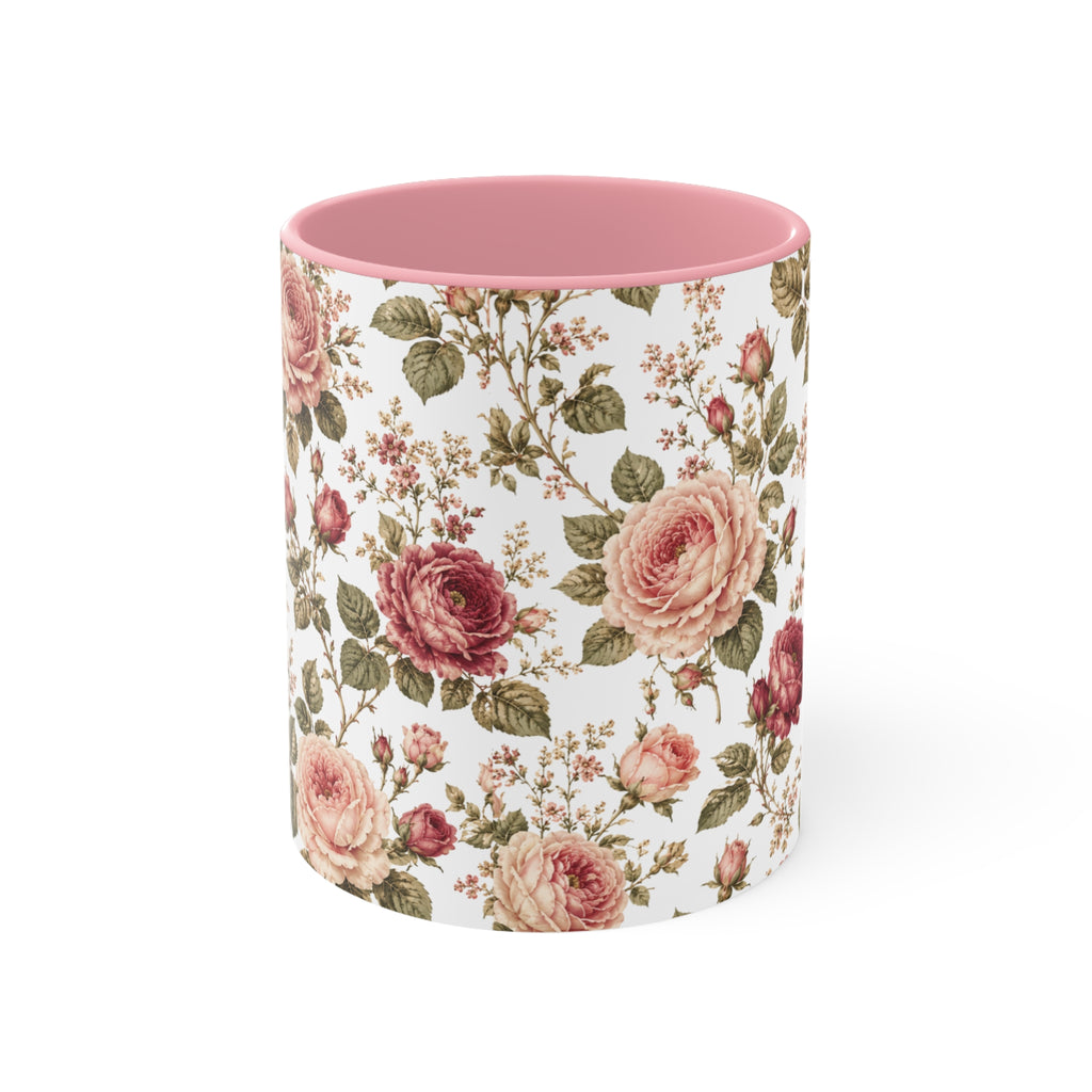 Vintage Rose Accent Mug – Pink Interior Floral Coffee Cup