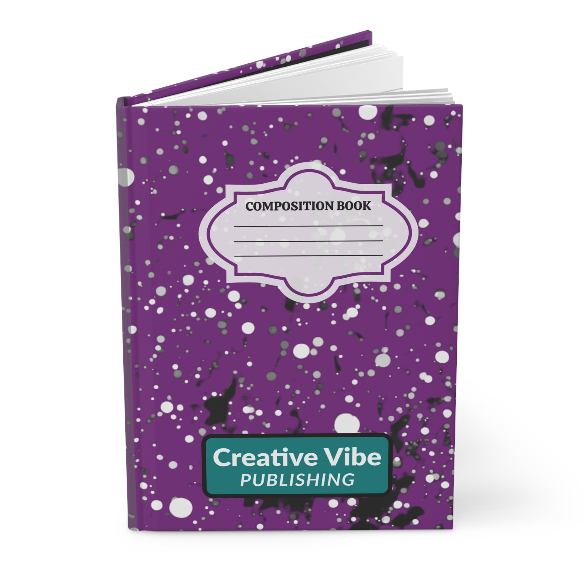 Purple Splatter Composition Hardcover Journal — "Composition Book"
