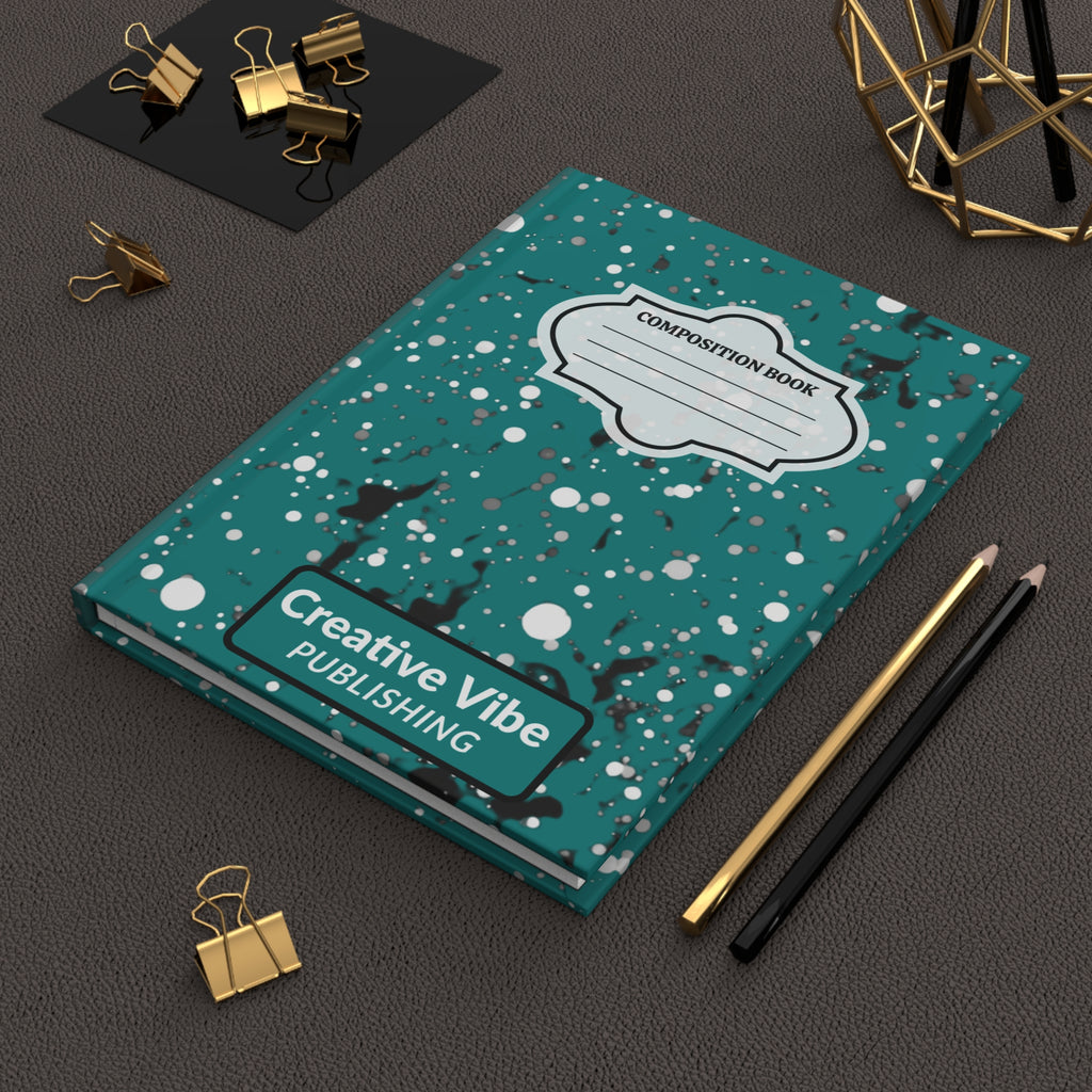 Teal Speckled Composition Hardcover Journal — "Creative Vibe Publishing"