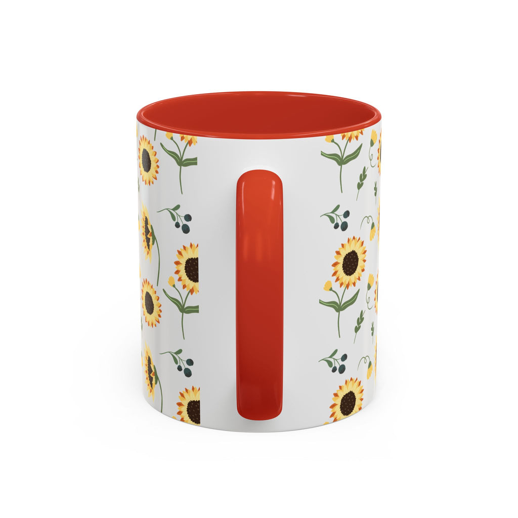 Sunflower Pattern Accent Coffee Mug — 11/15oz Ceramic Mug