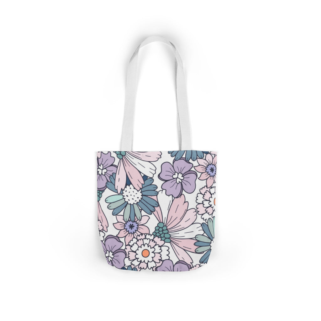 Floral Canvas Tote Bag — Pastel Daisy Garden Print