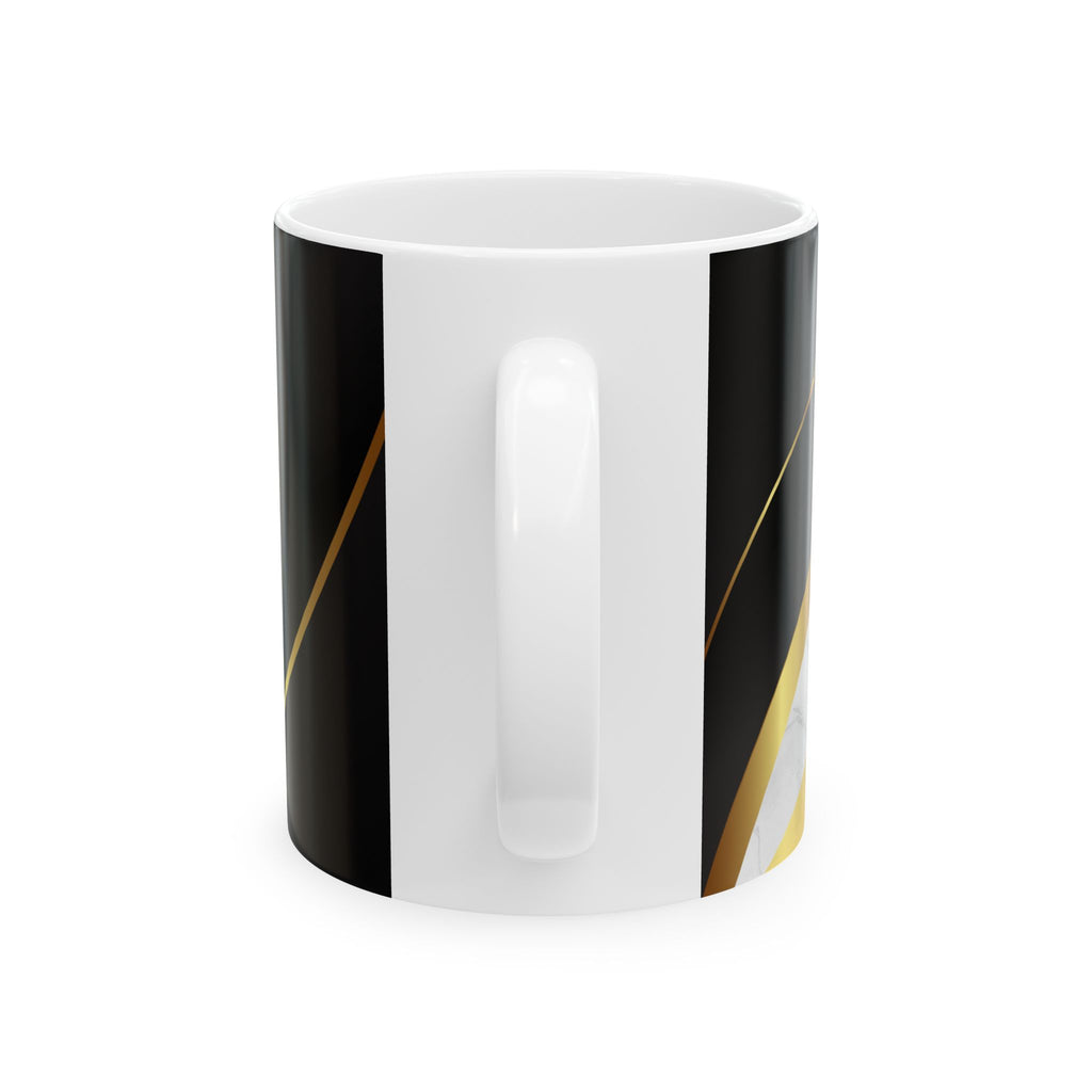 Marble & Gold Stripe Ceramic Mug (11oz, 15oz) — Elegant Black Luxe Coffee Cup