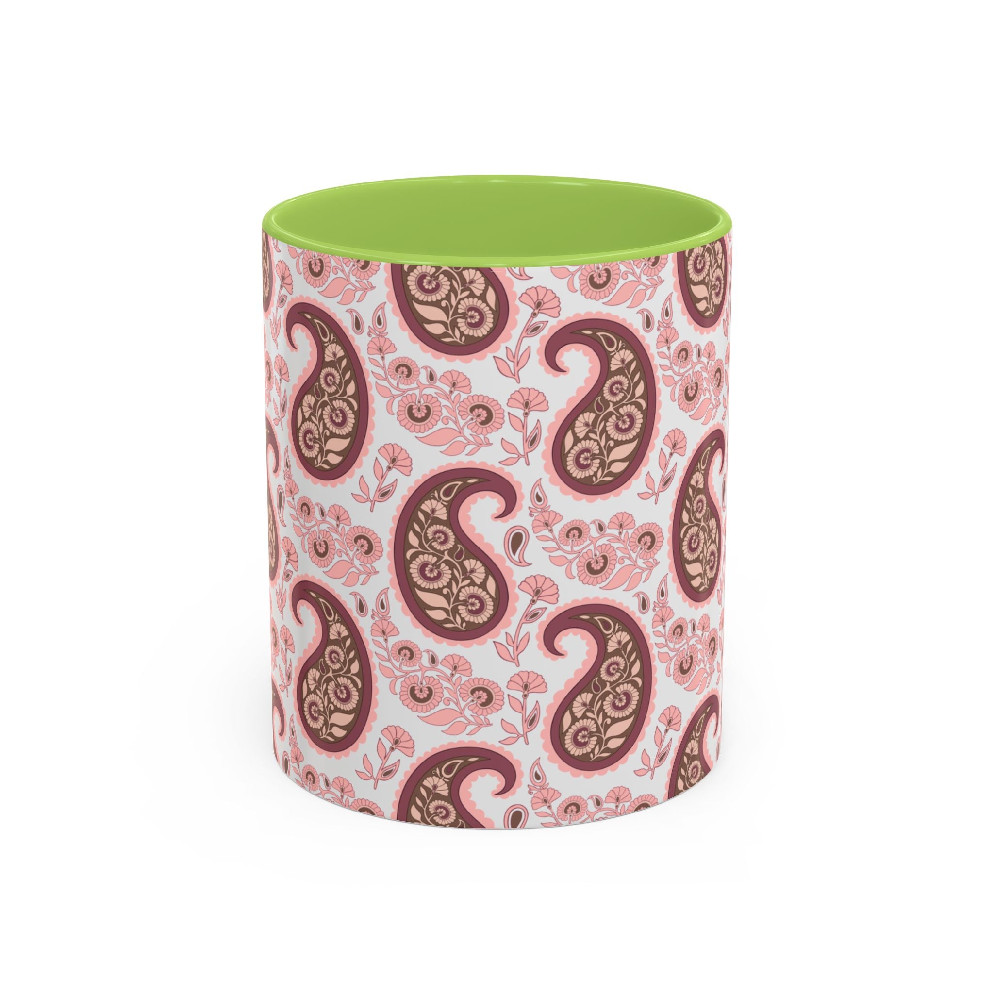 Pink Paisley Accent Coffee Mug — Decorative Floral Pattern 11/15oz