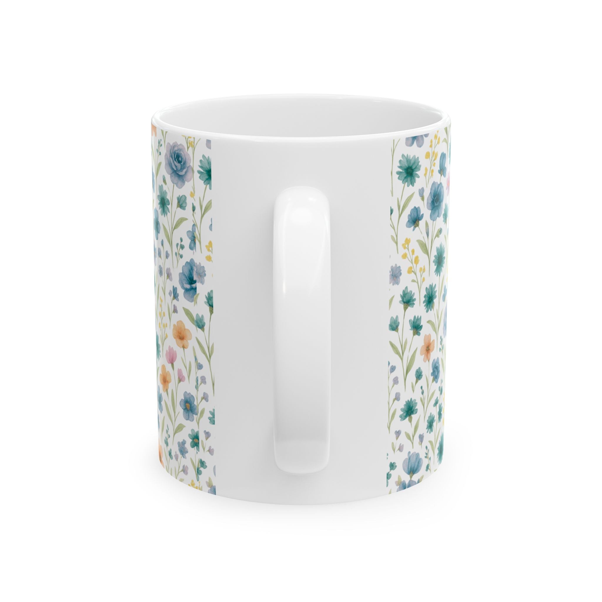 Floral Watercolor Mug – Blue & Pastel Wildflower Ceramic Coffee Cup (11oz/15oz)