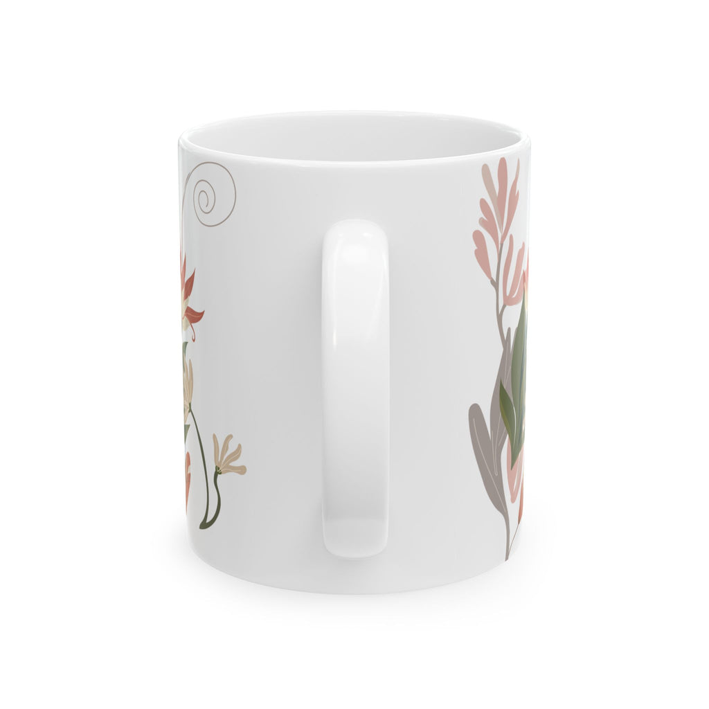 Floral Pastel Mug — Boho Botanical Ceramic Coffee Cup (11oz/15oz)