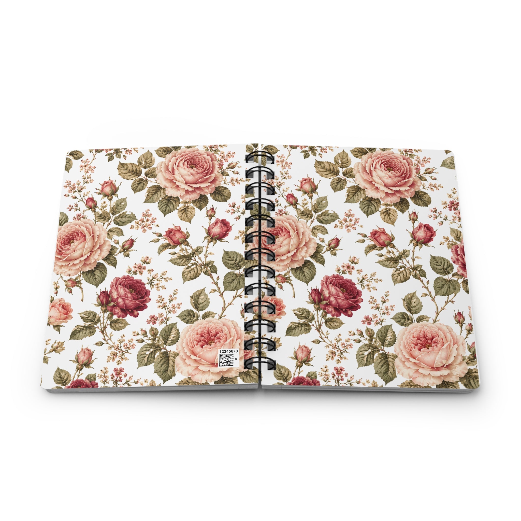 Floral Rose Spiral Journal — Vintage Pink Bouquet Notebook