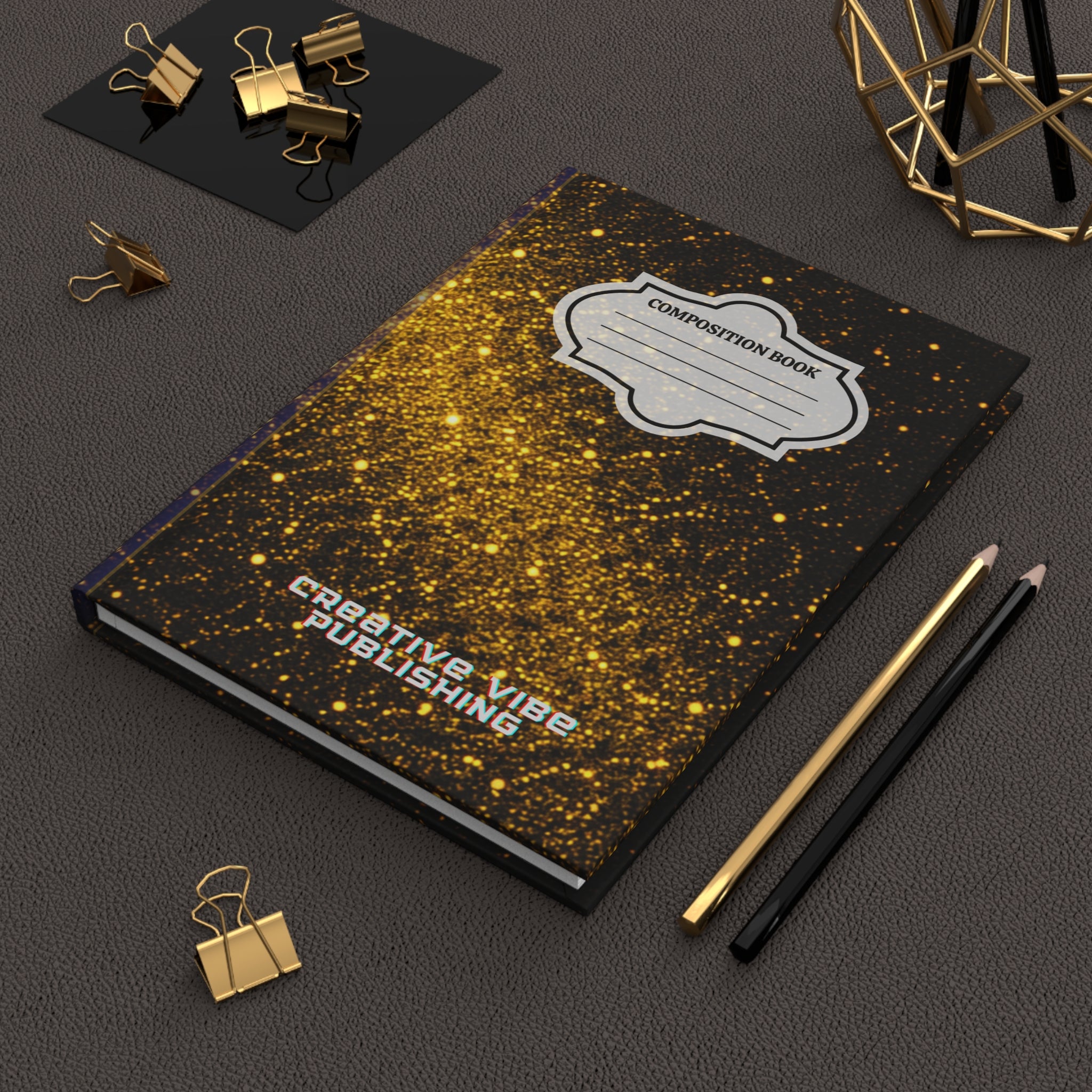 Gold Sparkle Hardcover Journal — Composition Notebook for Notes & Creativity
