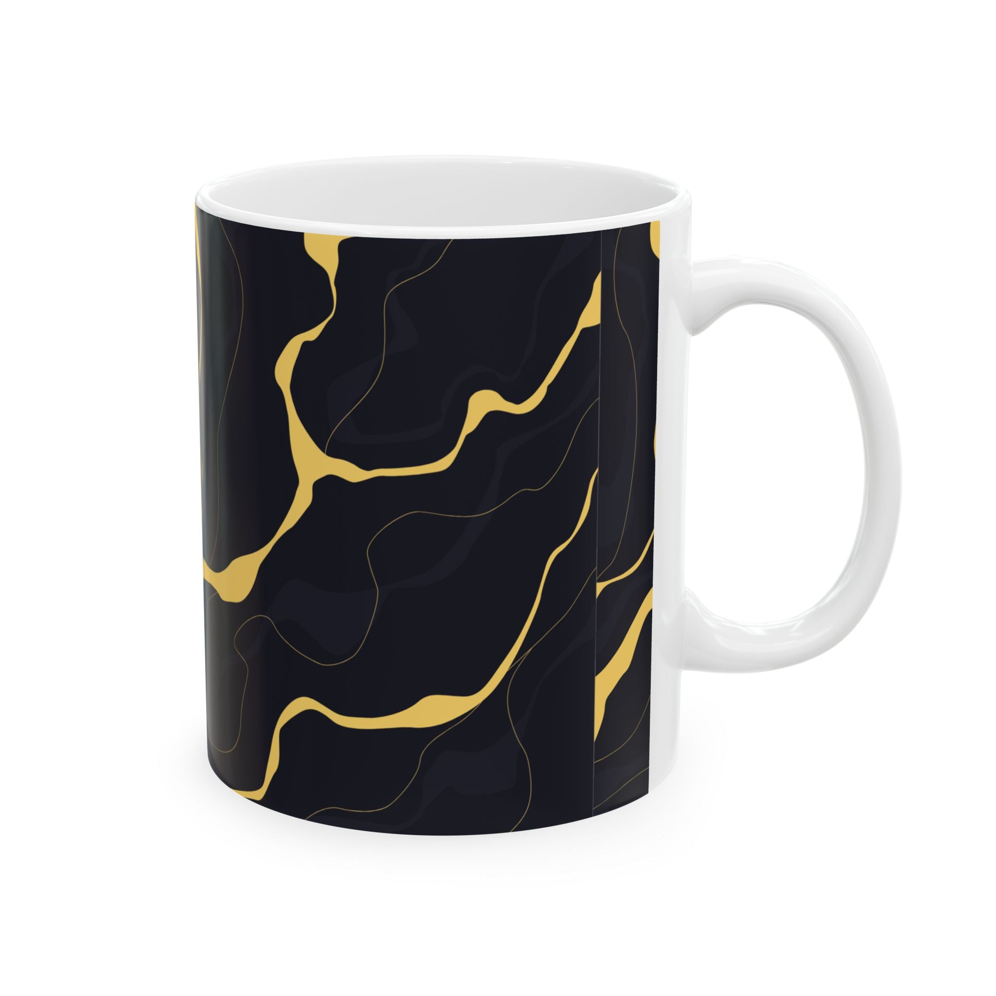 Black & Gold Marble Ceramic Mug — Elegant Abstract Coffee Cup (11oz, 15oz)