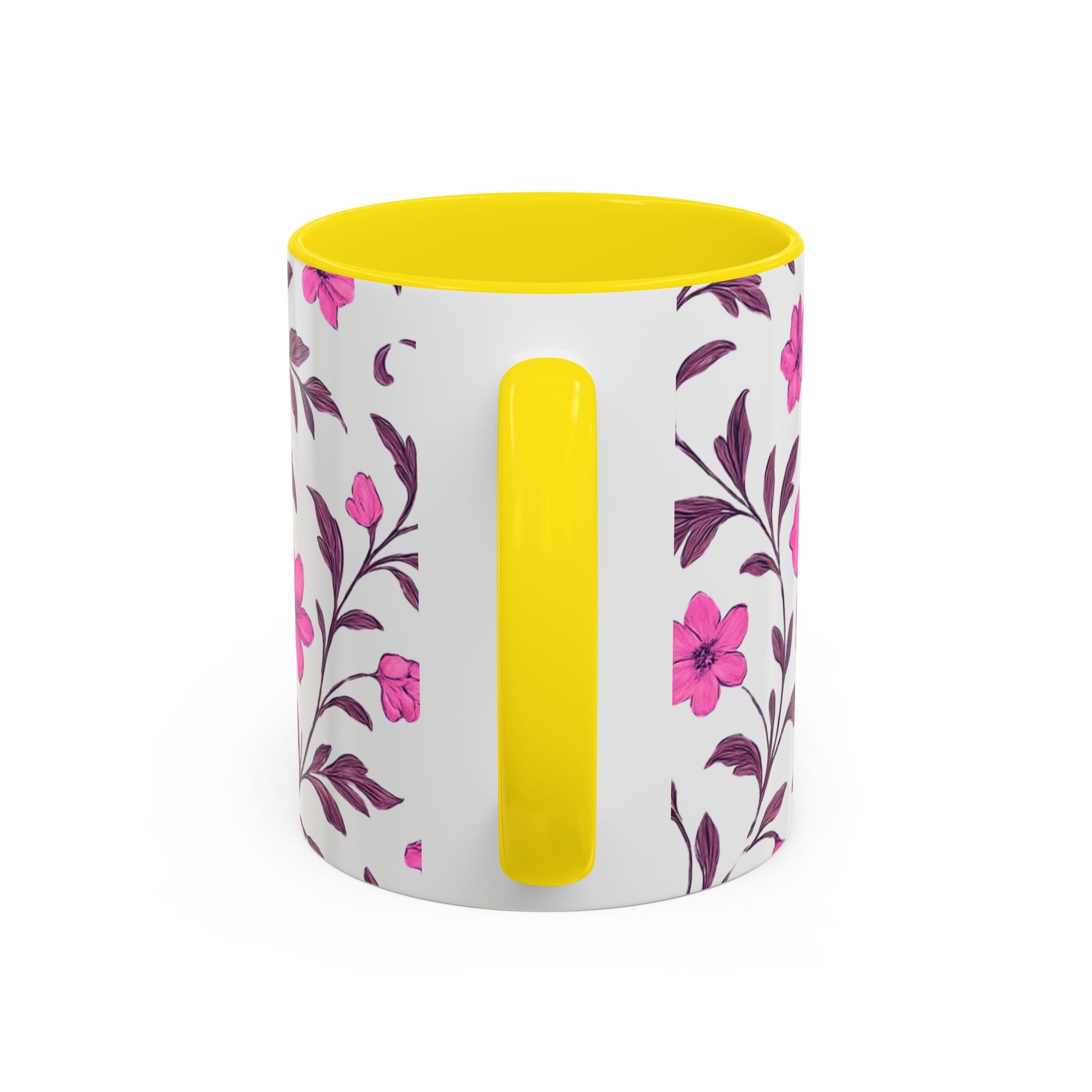 Pink Floral Accent Coffee Mug — 11/15oz