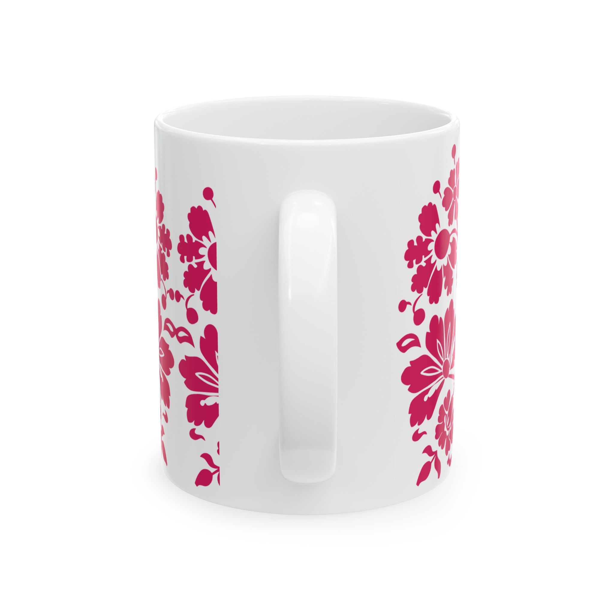 Floral Ceramic Mug – Pink Damask Pattern (11oz & 15oz)