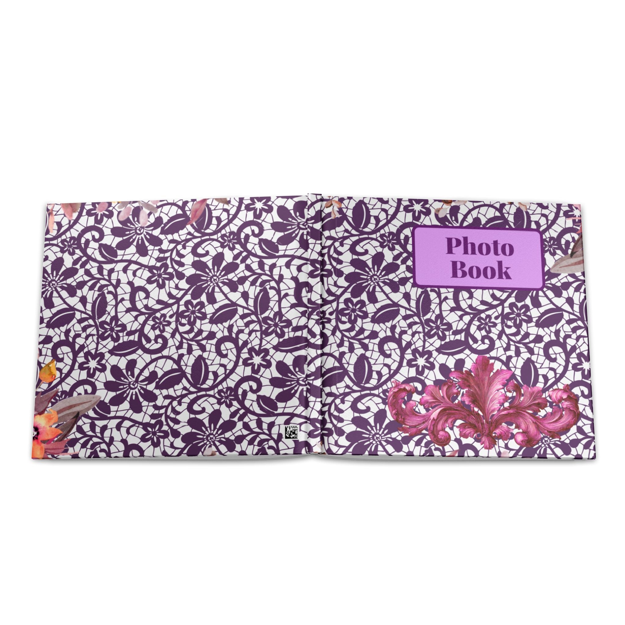 Floral Lace Hardcover Photo Book — Purple Vintage Keepsake