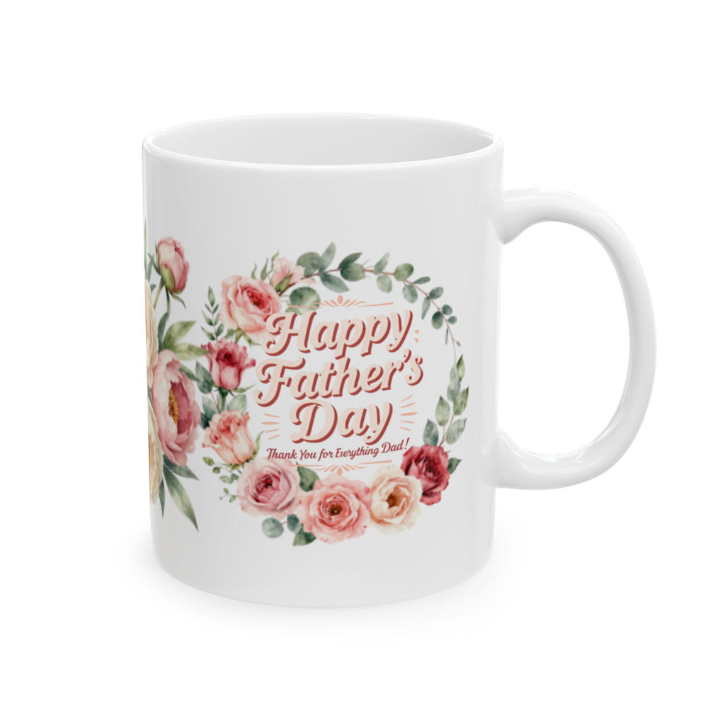 Floral Peony Ceramic Mug (11oz & 15oz) — Vintage Pink Rose Coffee Cup