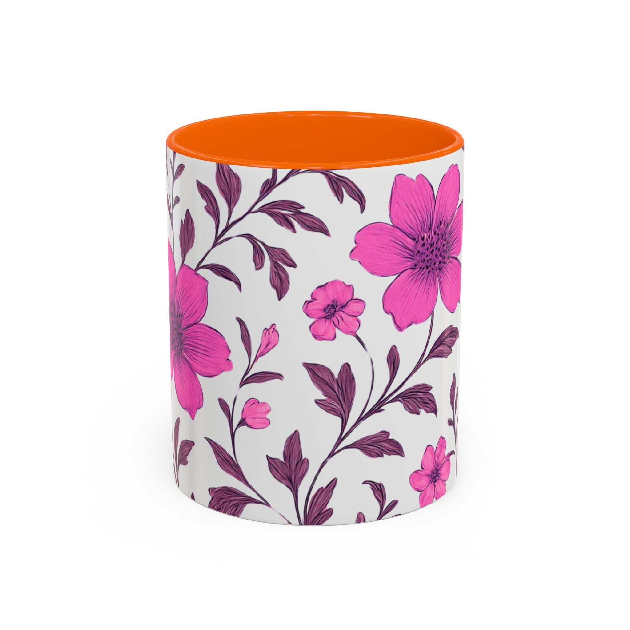 Pink Floral Accent Coffee Mug — 11/15oz