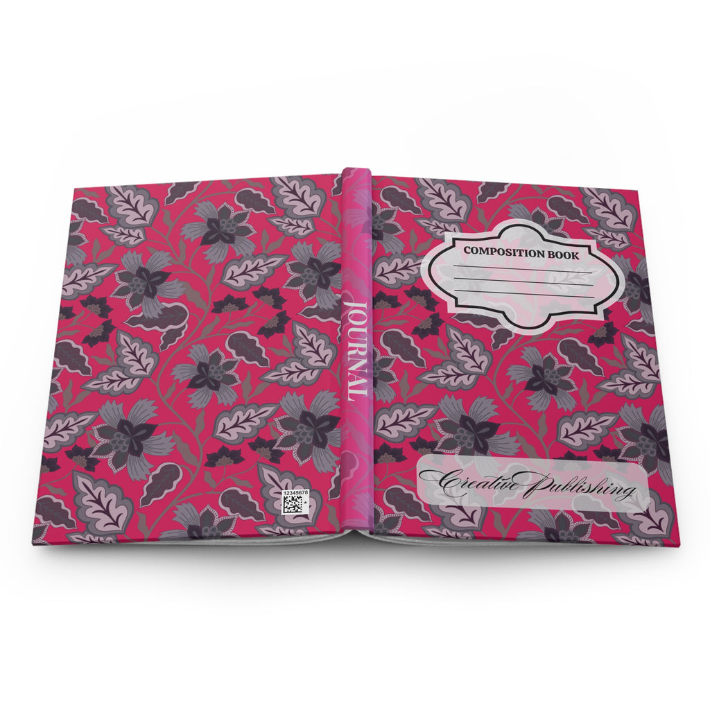 Floral Composition Hardcover Journal — Pink Vintage Notebook with 'Composition Book' Label