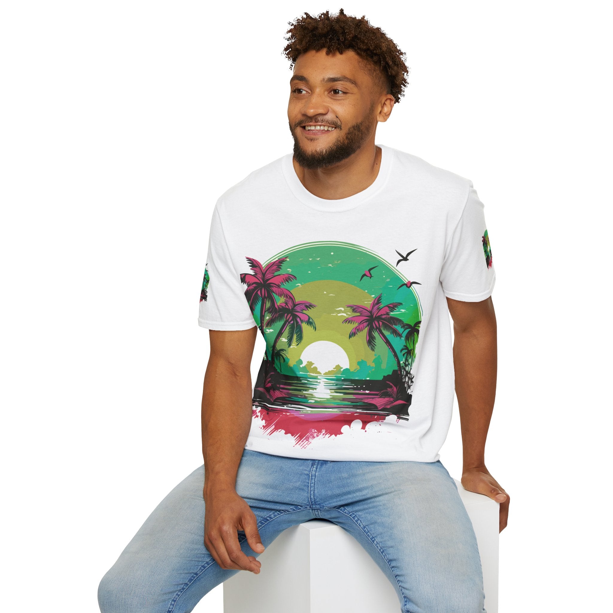 T-Shirt — Tropical Sunset Palm Beach Graphic Tee
