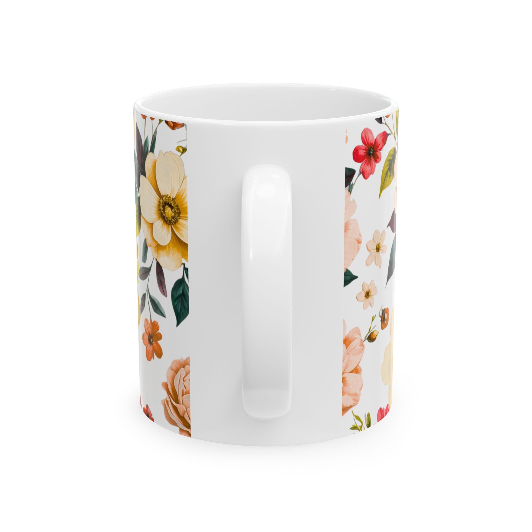 Floral Watercolor Ceramic Mug — Vintage Spring Blossom Coffee Cup (11oz/15oz)