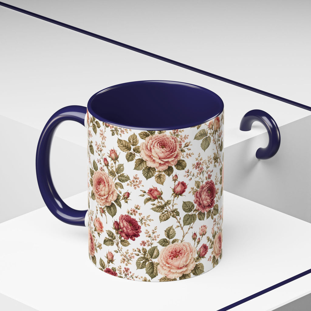 Vintage Rose Accent Coffee Mug — Floral Tea & Coffee Cup (11/15oz)