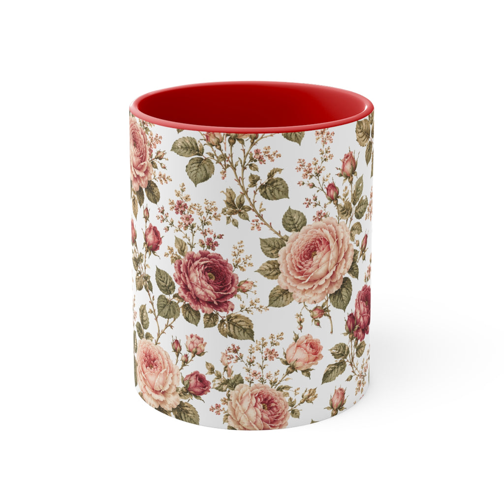 Vintage Rose Accent Mug – Pink Interior Floral Coffee Cup